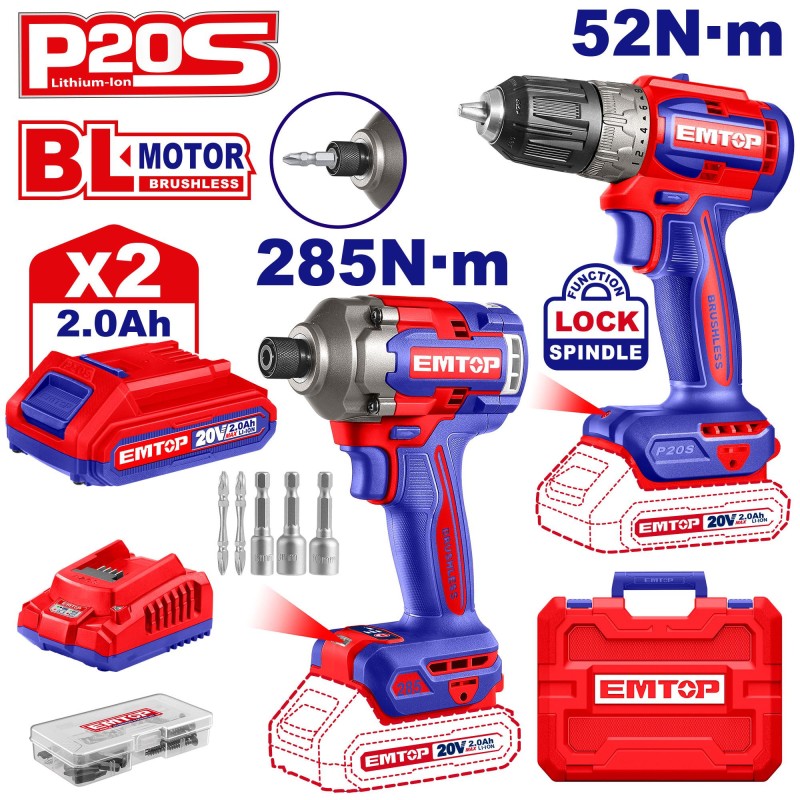 Set bormasina si autofiletanta cu baterie de 20V, cu accesorii si cutie de transport